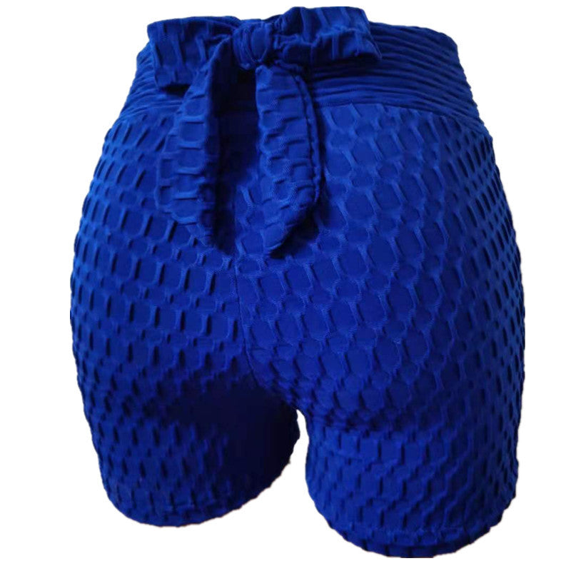 Pantalones cortos deportivos jacquard de yoga burbuja para mujer