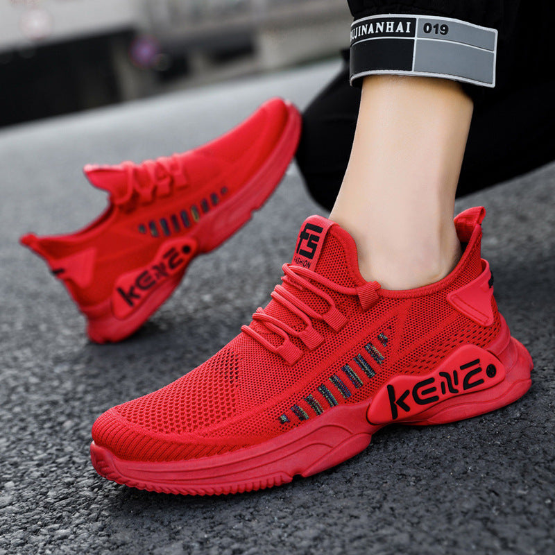 Zapatillas casuales transpirables de superficie de malla deportiva con fondo suave para hombre de talla grande