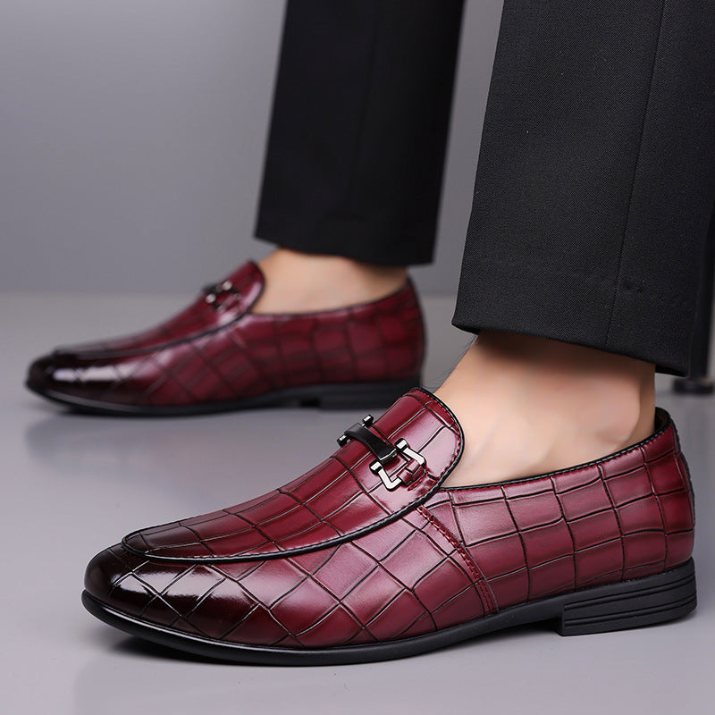 Zapatos de cuero ligeros de lujo para hombre, con suela de goma, talla grande y diseño a cuadros