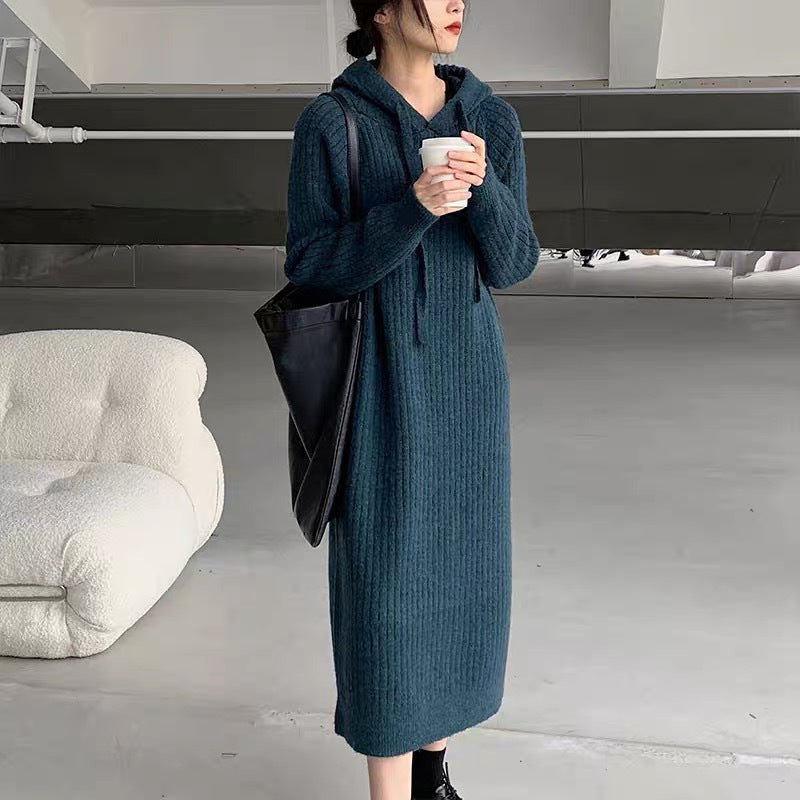 Loose Slimming Lazy Pullover Base Woolen Skirt