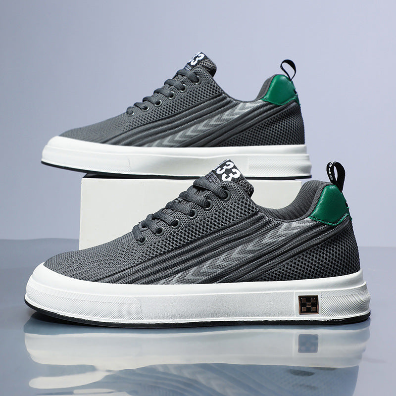 Zapatillas voladoras tejidas de malla resistente al desgaste, deportivas informales, con plantilla invisible de aumento de altura para hombre