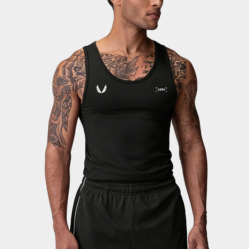 Camiseta sin mangas deportiva de secado rápido y alta elasticidad para hombre, de seda de leche, estilo americano de verano