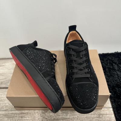 Zapatillas de moda para hombre con diamantes de imitación, suela roja, bajas, cómodas y transpirables