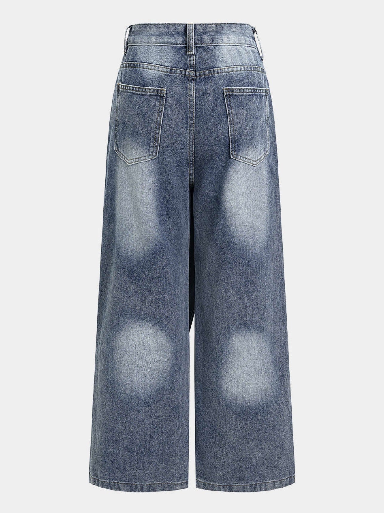 Deconstructed Layered Washed Denim Jeans