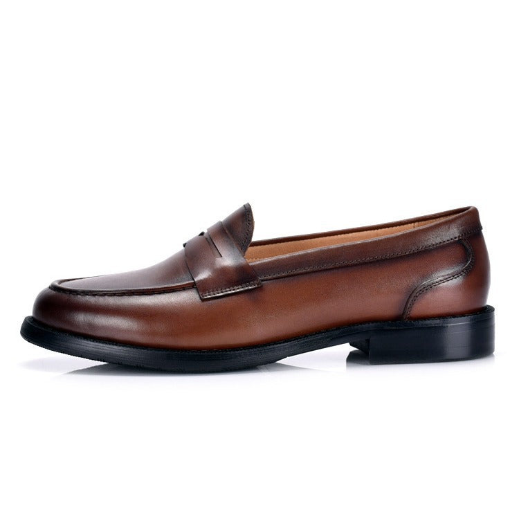 Mocasines para hombre estilo británico vintage sin cordones de corte bajo
