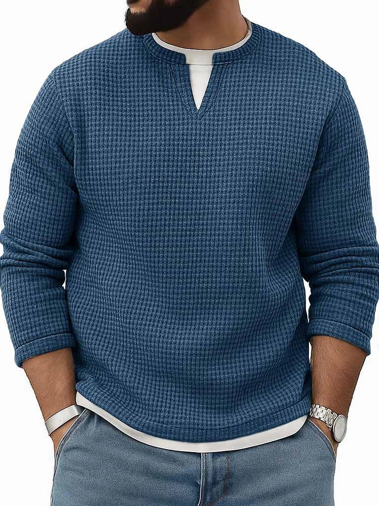 Conjunto de dos piezas de manga larga con cuello redondo para hombre, otoño-invierno