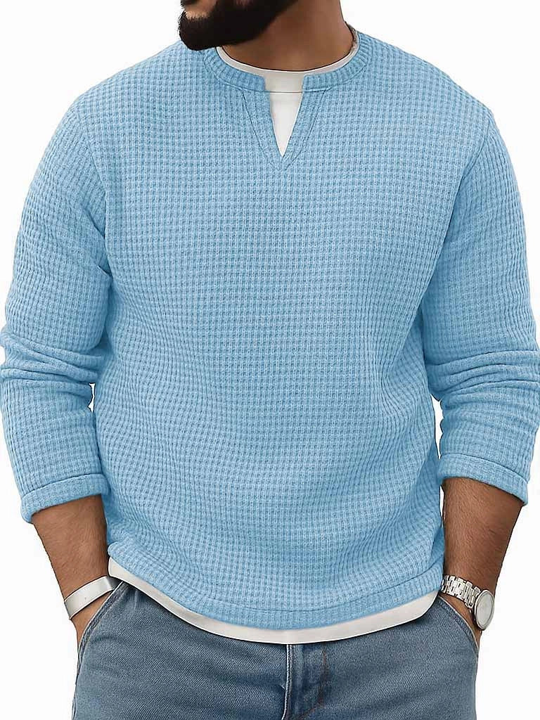 Conjunto de dos piezas de manga larga con cuello redondo para hombre, otoño-invierno
