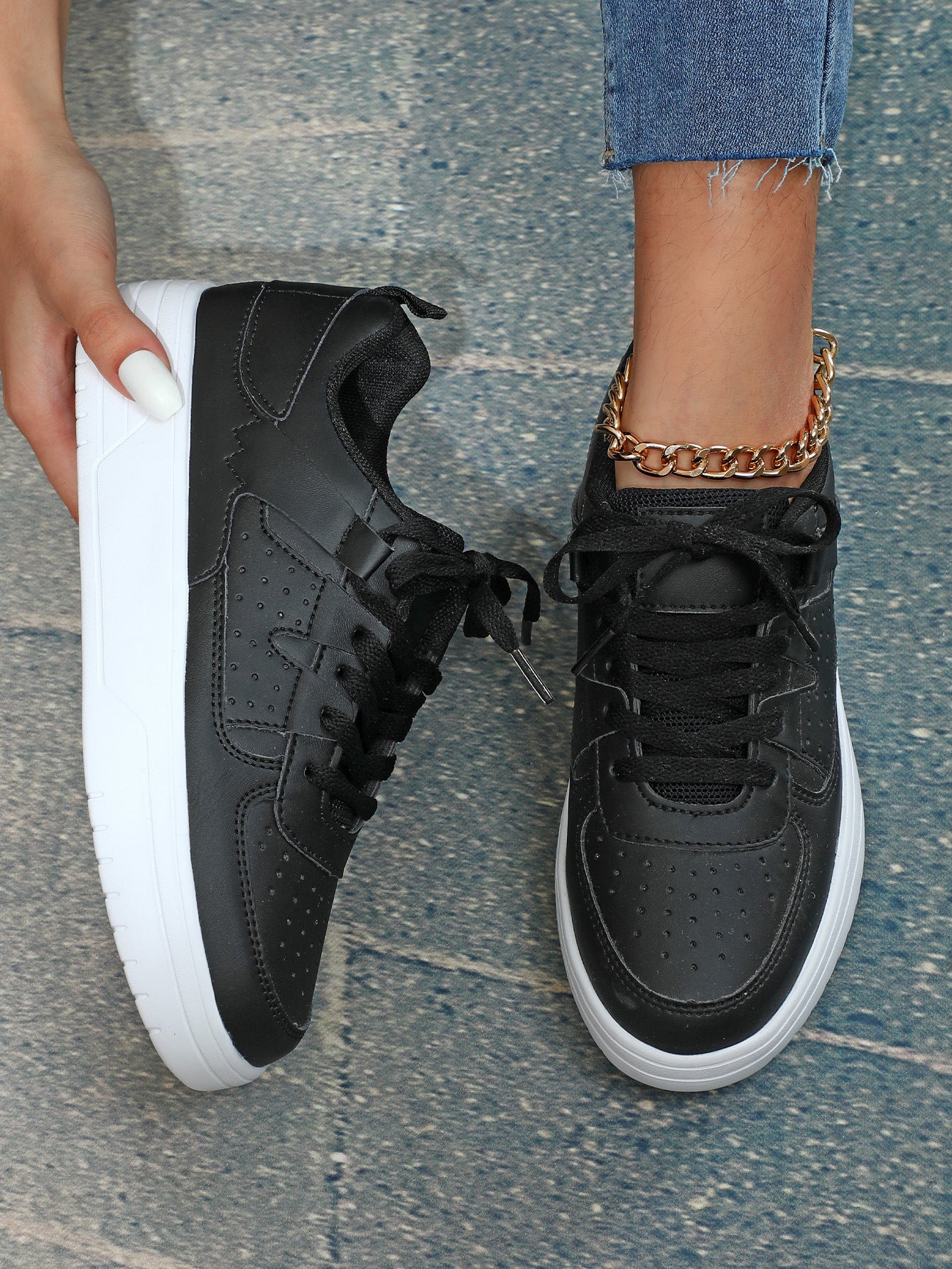 Zapatillas de tabla cómodas de suela blanda para pareja de plataforma de moda europea y americana, con cordones