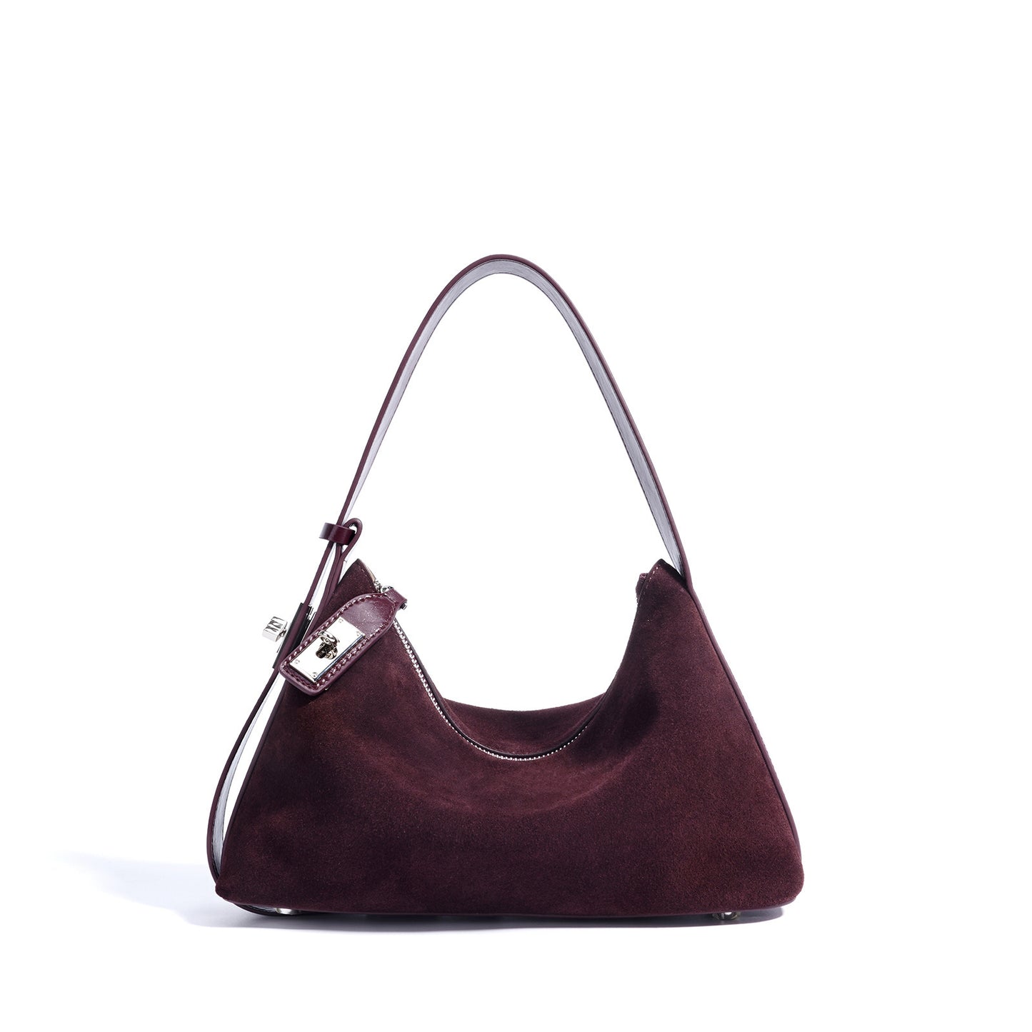 Bolso de Mujer Estilo Retro Chic Suave en Forma de Media Luna con Diseño de Níquel, Hombro y Asa, de Piel Vacuna