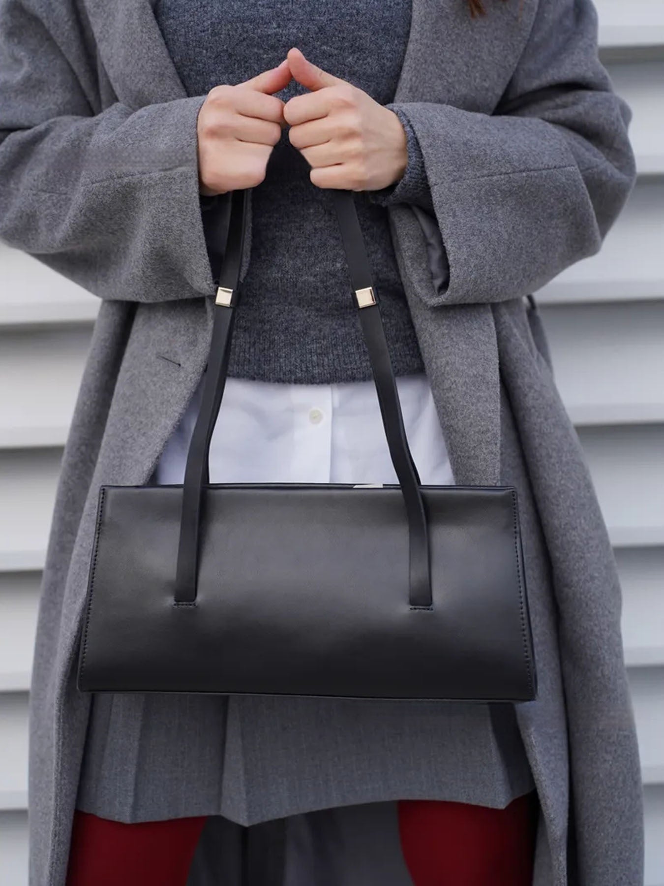 Bolso de Hombro Retro Chic Liso de Temporada Para el Trabajo