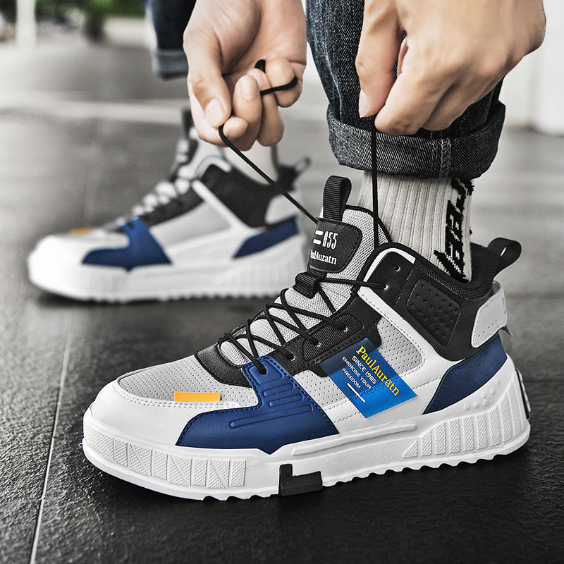 Zapatillas informales de piel con paneles y caña alta