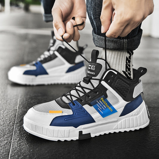 Zapatillas informales de piel con paneles y caña alta