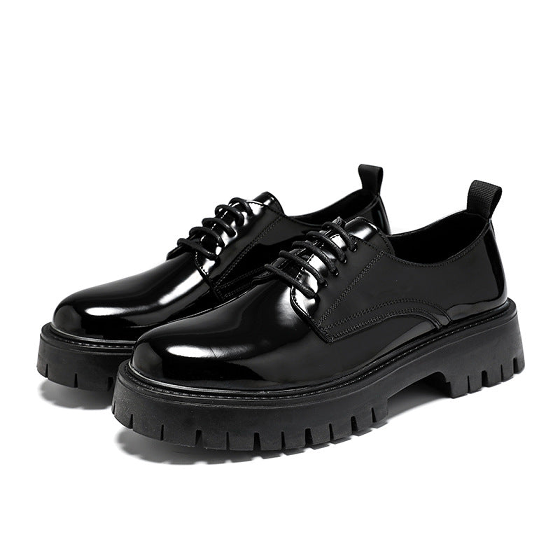 Zapatos de hombre de talla grande, moda, superficie brillante, zapatos de cuero de punta ancha estilo británico