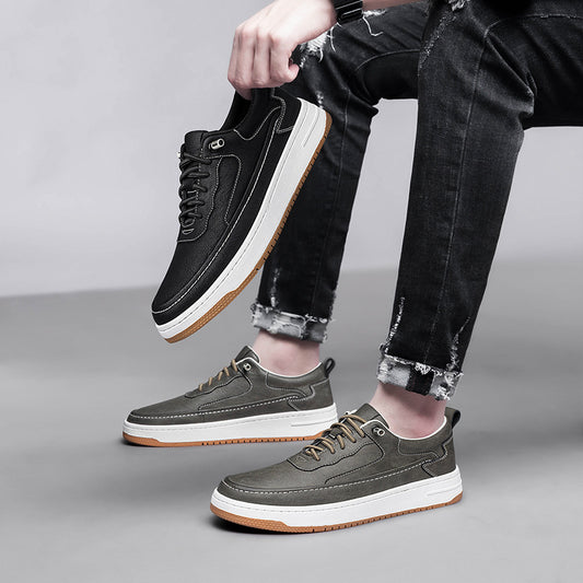 Zapatos de mesa de piel de vaca para hombre, suela gruesa, retro, modernos, planos, cosidos a mano