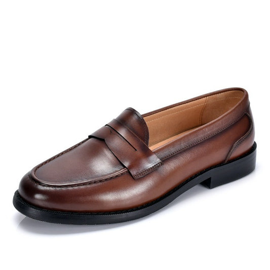 Mocasines para hombre estilo británico vintage sin cordones de corte bajo