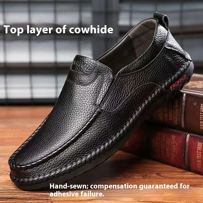 Zapatos de cuero casuales sin cordones para hombre