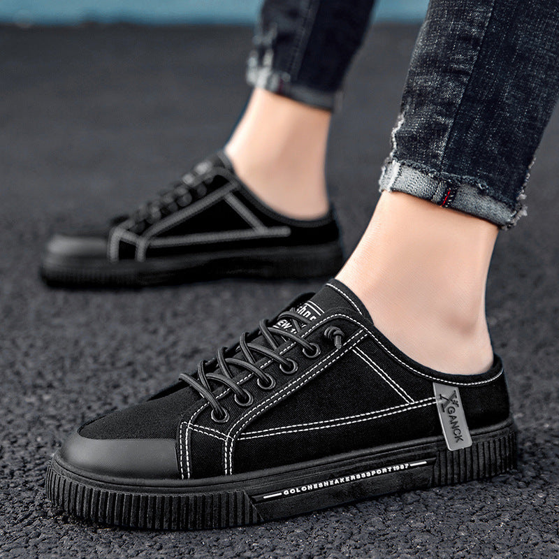 Zapatillas deportivas casual de lona sin talón versátiles para hombre