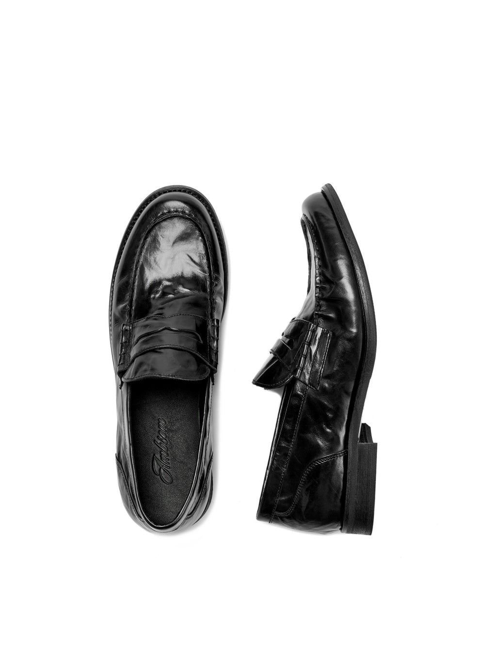 Mocasines de cuero sin cordones Zapatos casuales de cuero genuino plisados