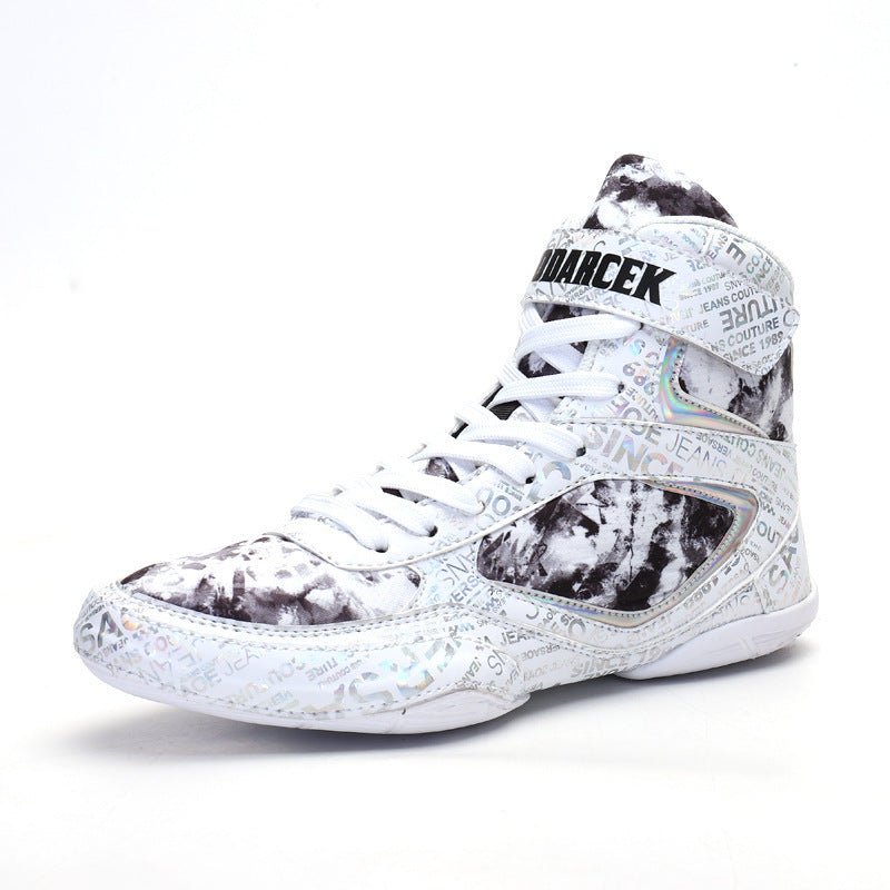 Zapatillas de boxeo altas de moda con grafiti para hombre