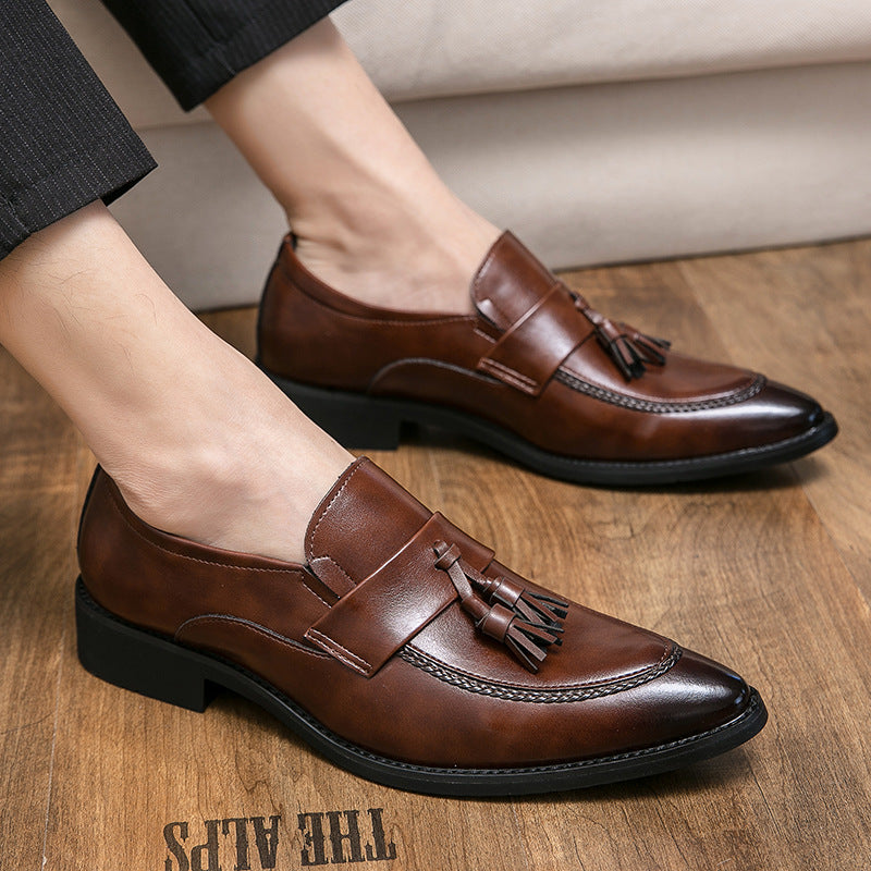 Zapatos de cuero de hombre, estilo británico, casual, de moda, con borlas, para negocios