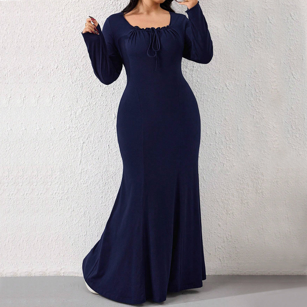 Vestido elegante y sencillo de otoño e invierno con diseño dulce y temperamento de nicho
