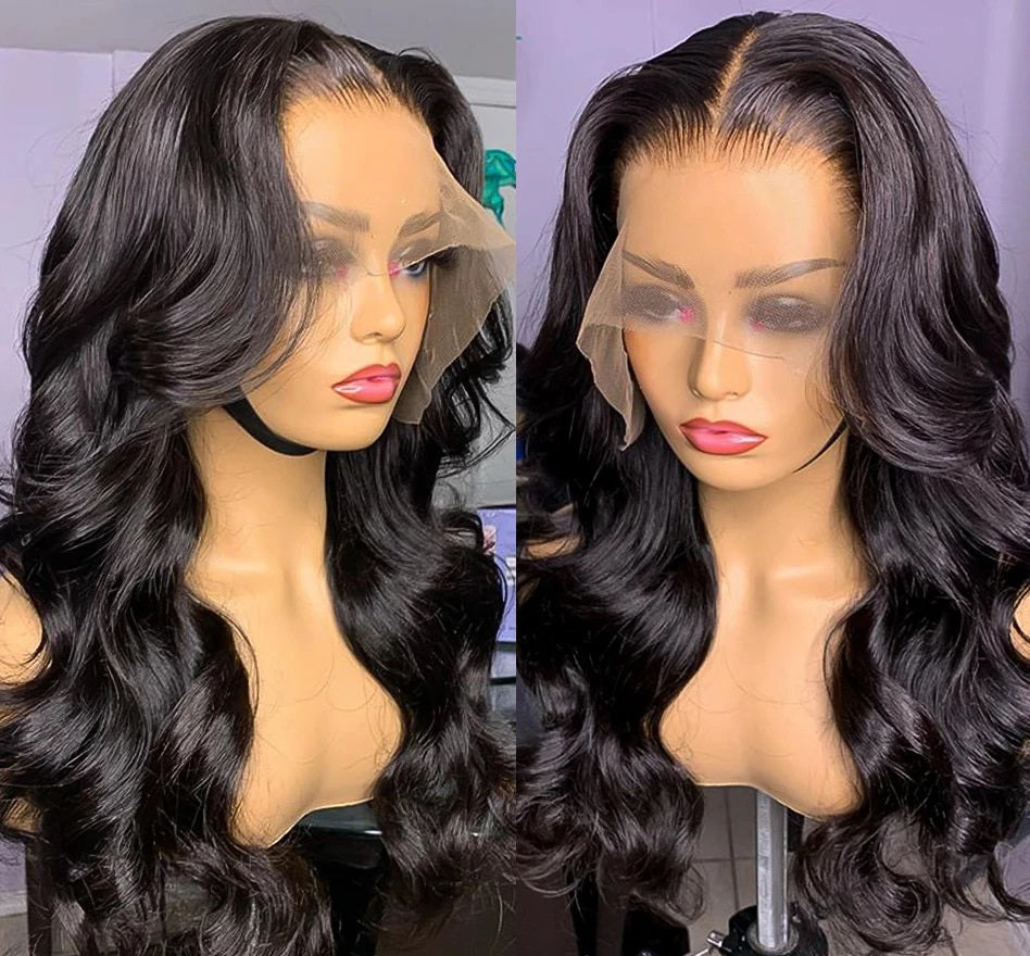 Peluca frontal de encaje con ondas corporales para mujeres negras