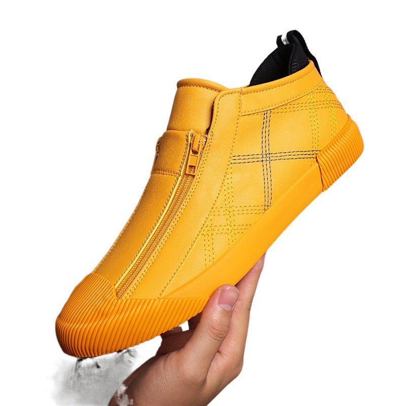 Zapatos de cuero transpirables, informales, a la moda, zapatillas bajas