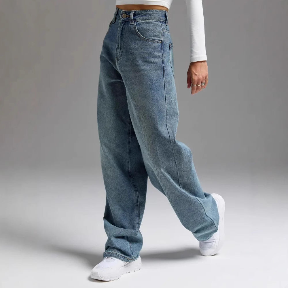 Womens Loose Wide-leg Denim Jeans