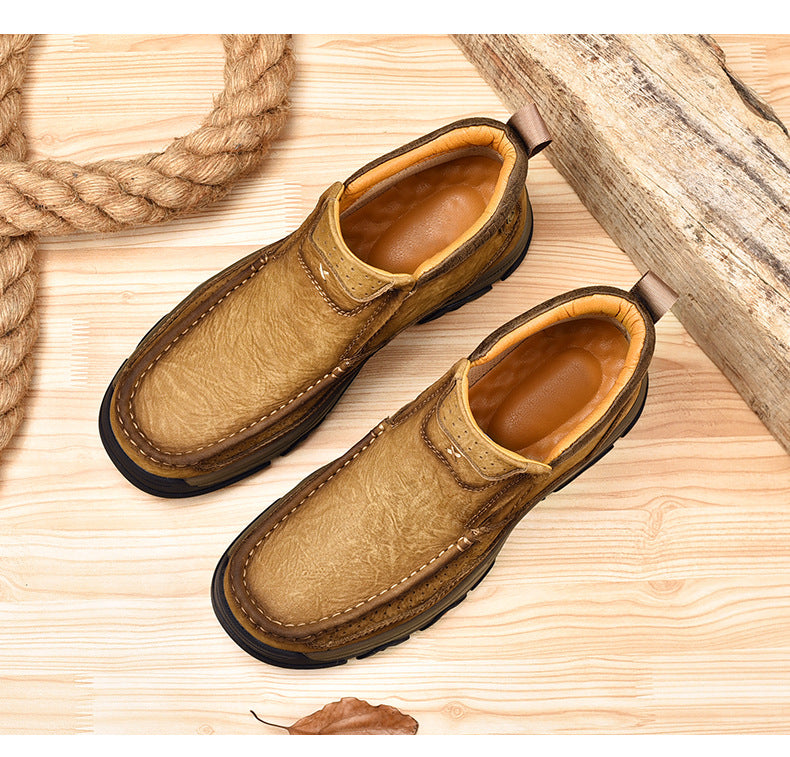 Zapatos casuales de exterior de caña alta de primavera de piel de vaca para hombre