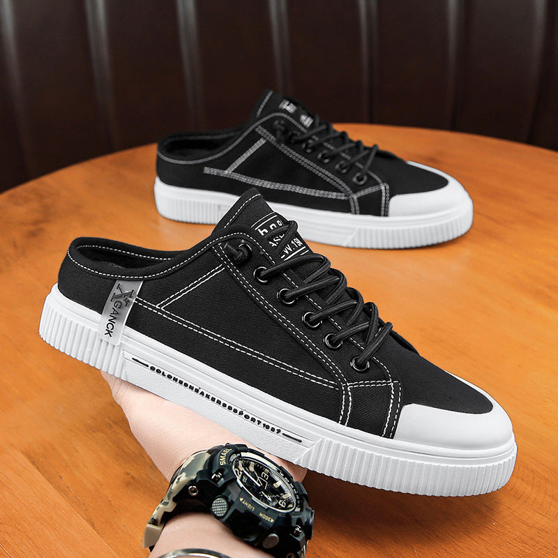Zapatillas deportivas casual de lona sin talón versátiles para hombre