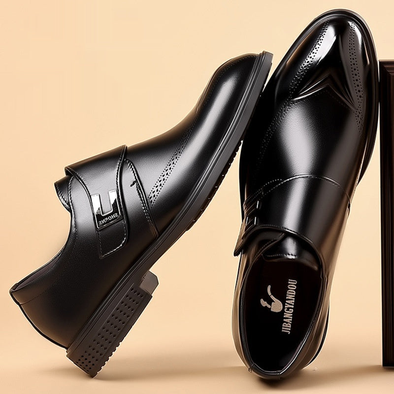 Zapatos de cuero para hombre de piel de vacuno de plena flor con puntera en forma de pipa