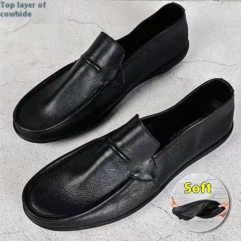 Zapatos de cuero casuales de una sola capa y suela suave para hombre
