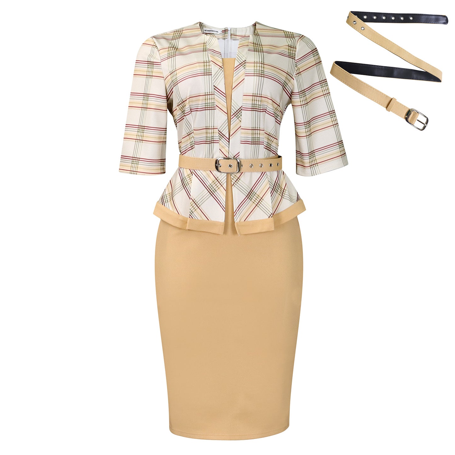 Vestido de tubo elegante con costuras y cadera, estilo OL