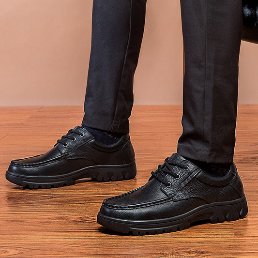 Zapatos de cuero para exterior, botines con cordones, zapatos casuales, botas de trabajo de piel de vaca
