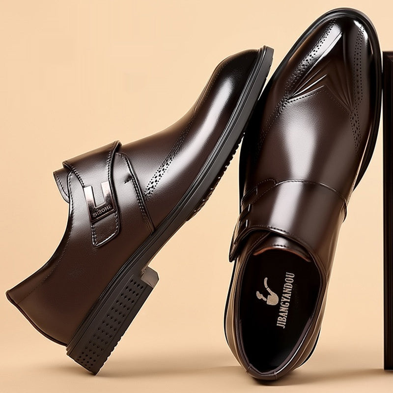 Zapatos de cuero para hombre de piel de vacuno de plena flor con puntera en forma de pipa