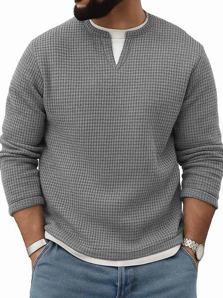 Conjunto de dos piezas de manga larga con cuello redondo para hombre, otoño-invierno