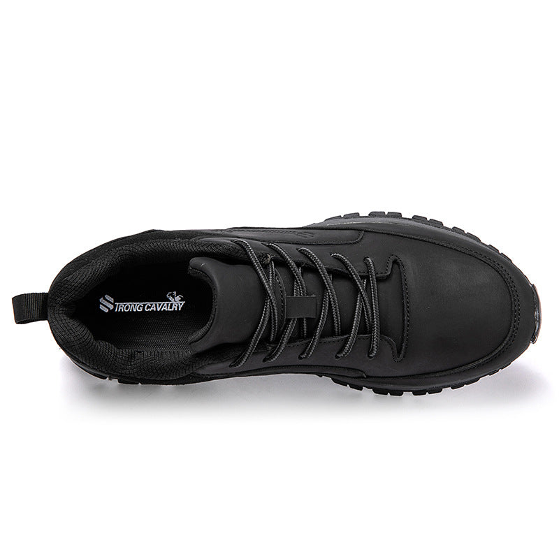 Zapatos de tablero impermeables de cuero para hombre, desodorantes, informales, para correr, talla grande, para mediana edad y tercera edad