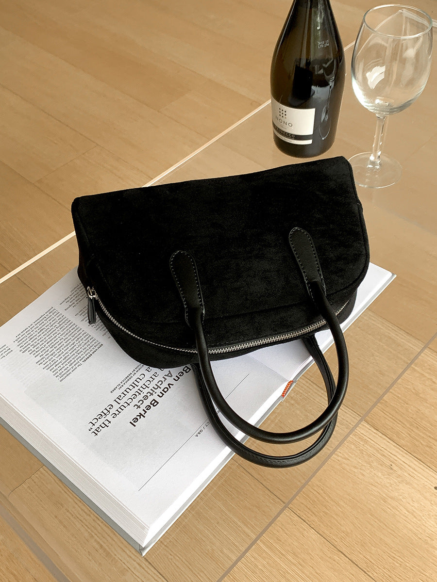 Bolso de mano de ante de gran capacidad para mujer