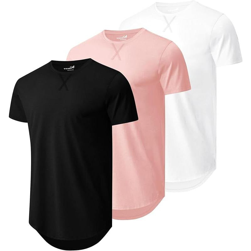 Top Faux Cotton Long Sleeve Crew Neck Short Sleeve Summer T-shirt