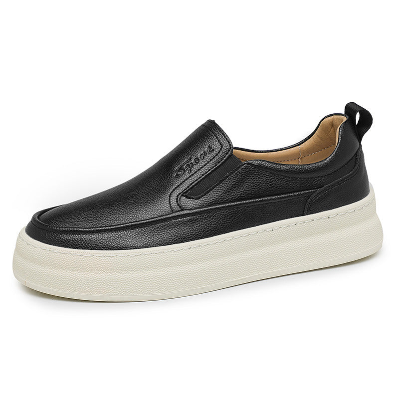 Zapatos de cuero para hombre, plataforma de moda casual, mocasines para conducir