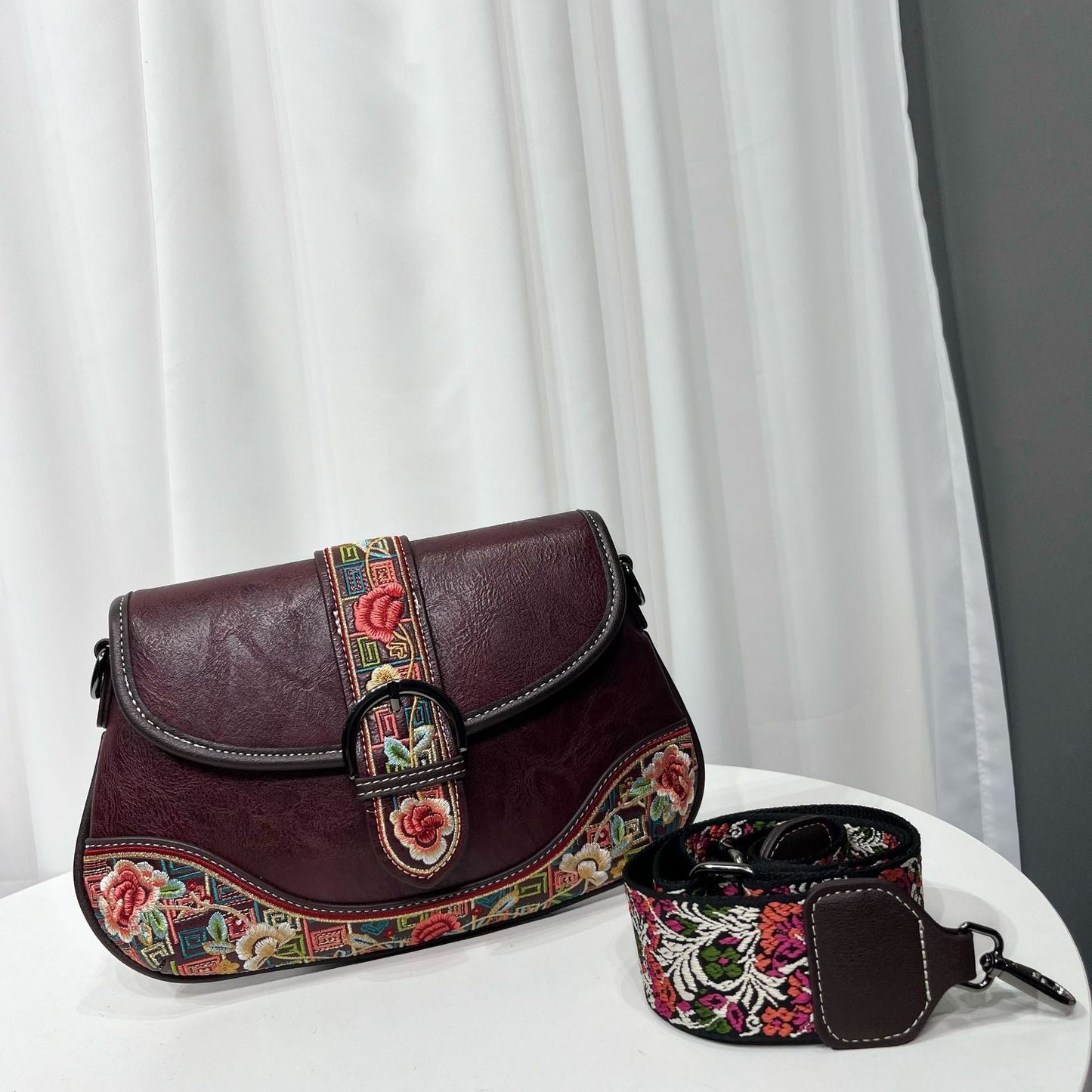Bolso bandolera bordado estilo retro chino para mujer
