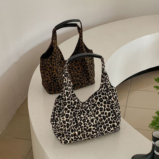 Bolso de mano con diseño de leopardo de alta gama, bolso de hombro informal de gran capacidad