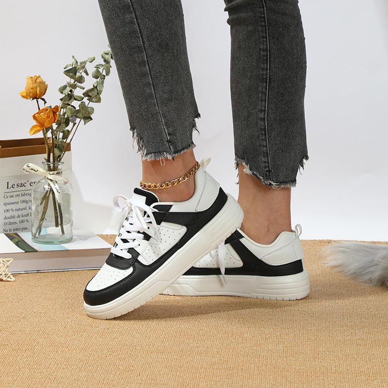 Zapatillas de tabla cómodas de suela blanda para pareja de plataforma de moda europea y americana, con cordones