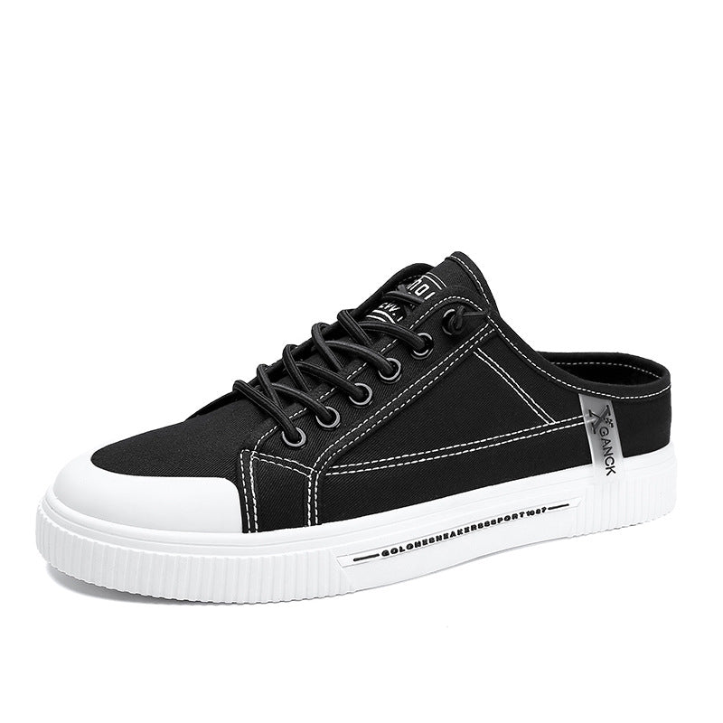 Zapatillas deportivas casual de lona sin talón versátiles para hombre