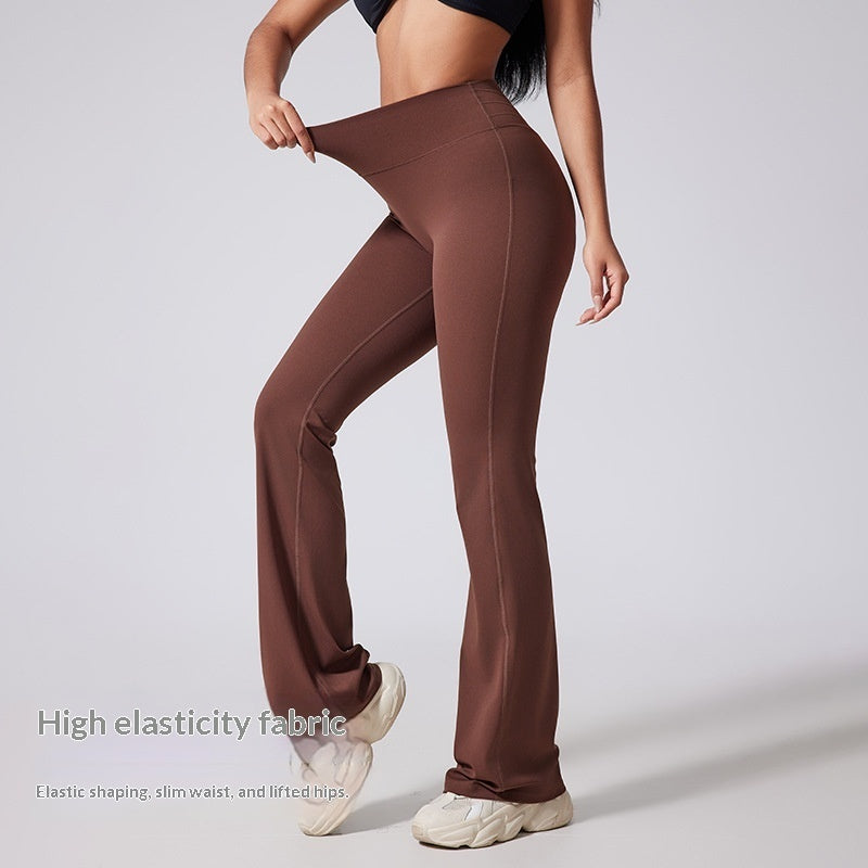 Pantalones acampanados de mujer de talle alto y corte ajustado con pierna ancha