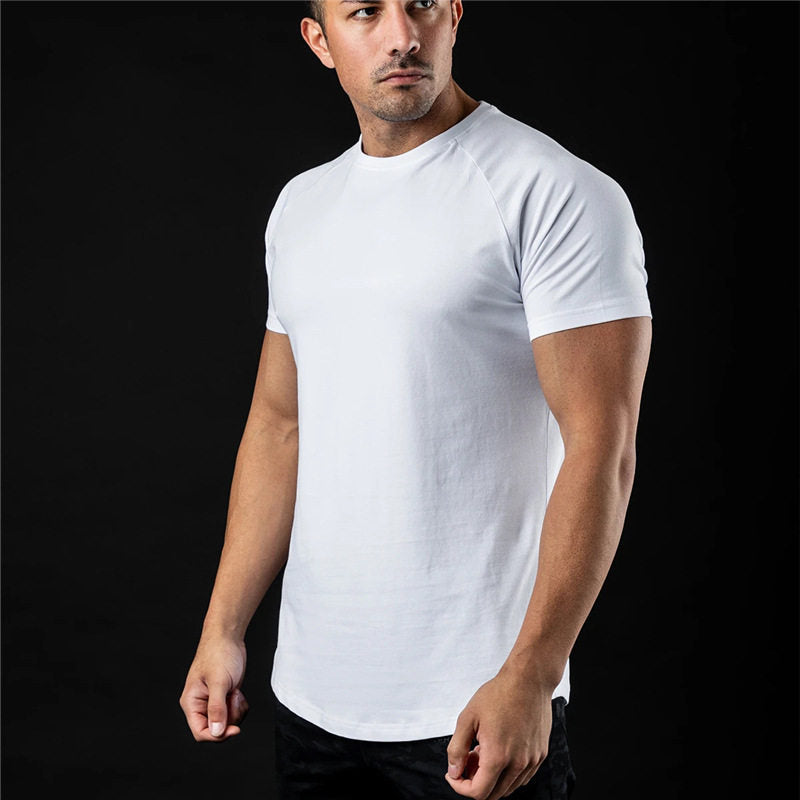 Tech Fabric Springsummer T-shirt For Outdoor Sports Mens Crew-neck Short-sleeve Quick-drying Top