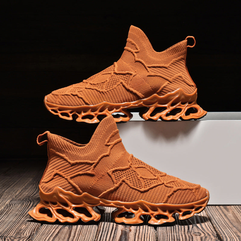 Zapatillas de correr transpirables de verano para hombre, plataforma de moda, malla tejida, informales