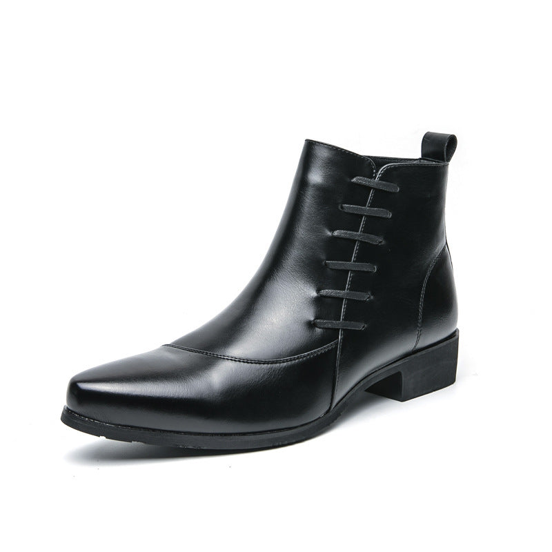 Zapatos altos de talla grande con cremallera lateral y combinación de colores, estilo británico para hombre