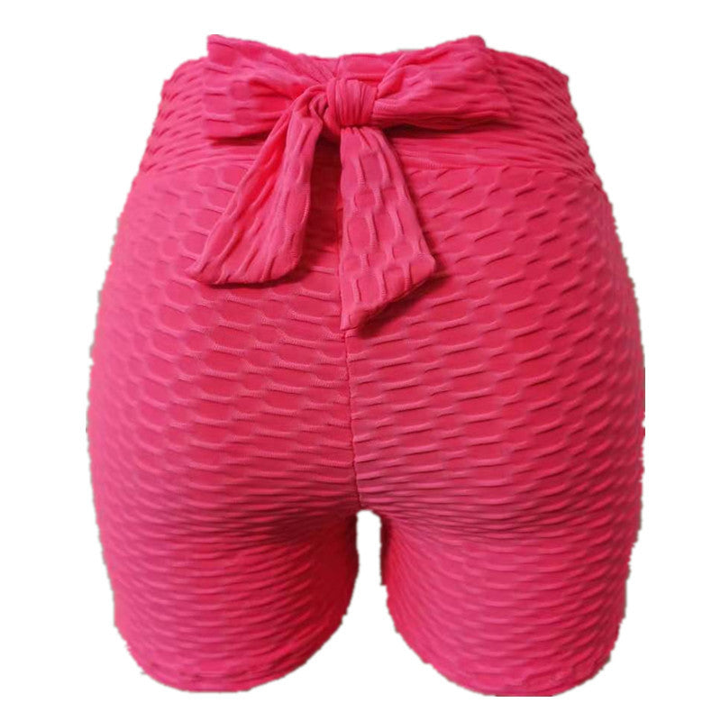 Pantalones cortos deportivos jacquard de yoga burbuja para mujer