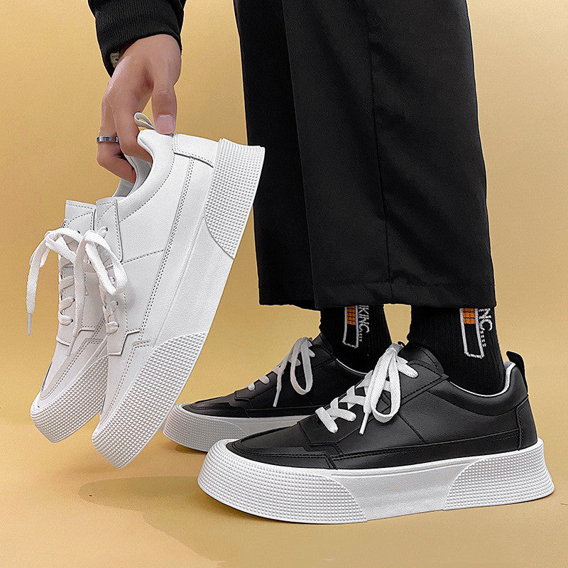 Zapatillas de plataforma con alzas para hombre, de color liso y fondo grueso, estilo casual y versátil